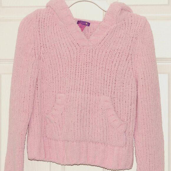 Macy's Greendog Girls Size 6X, Light Pink Ultra-Light & Soft Knit Hoodie - Picture 2 of 4
